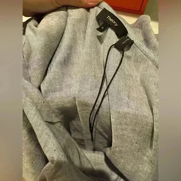 NWOT THEORY Ruffled Alexanda
Dress Light Denim Tierra Wash Sz 8
H053612R $245 - Picture 4 of 5